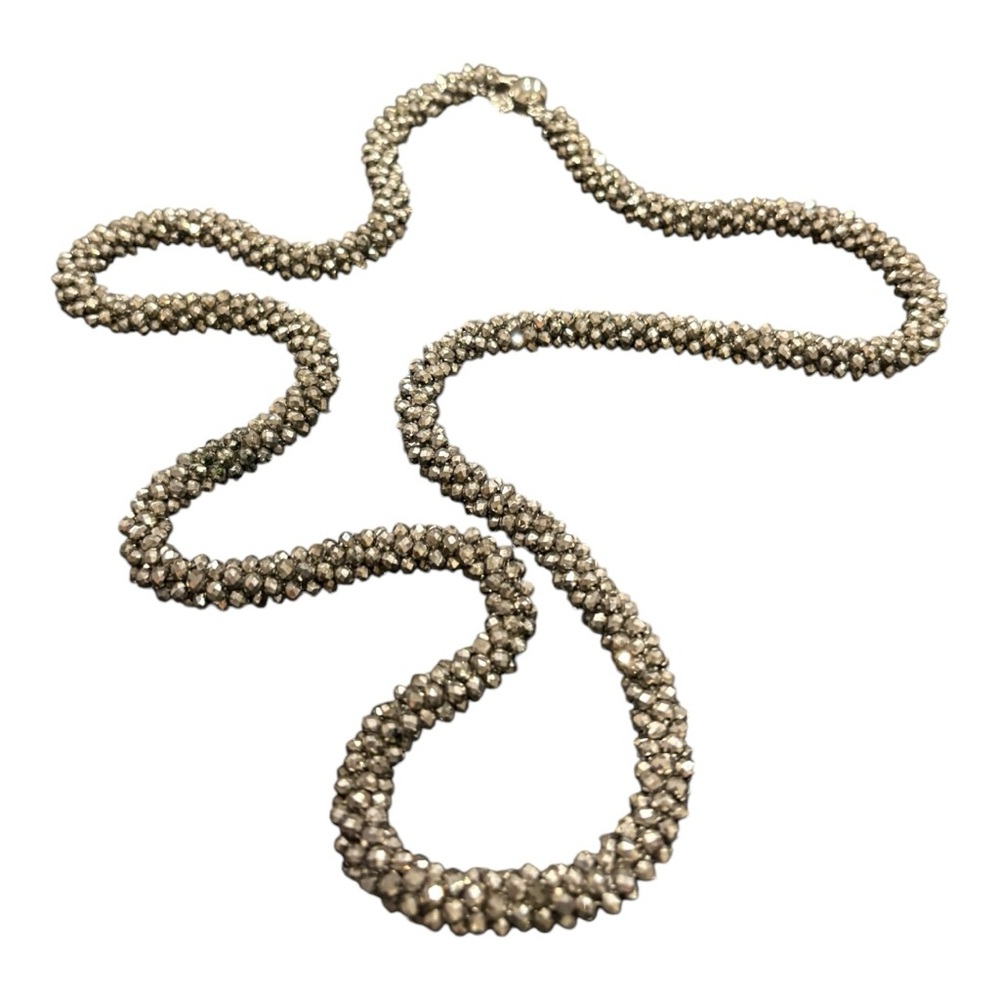 Talbots Silver Faceted Crystal Bead Rope Necklace Sparkle Statement J21